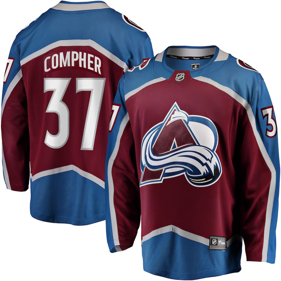 Men Colorado Avalanche 37 J.T. Compher Fanatics Branded Burgundy Home Breakaway Player NHL Jersey